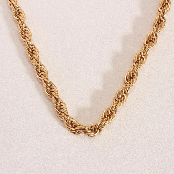 

8mm Thick Twisted Rope Link Chain Woman Custom Jewelry Stainless Steel Necklace, Picture shows