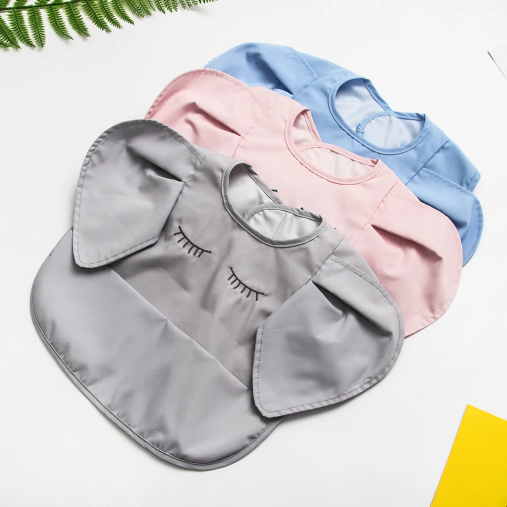 

Customizable Waterproof Soft Toddler Elephant Feeding Bib Easily Clean Cute PU Baby Bibs for Babies Girl and Boy, Any color is availavle