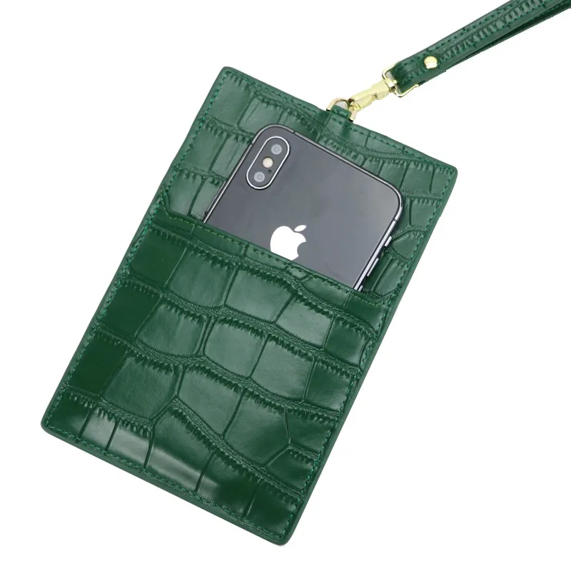 

Wholesale Custom Crocodile Pattern Phone Wallet Card Pack Alligator Funky Genuine Leather business card wallet holders