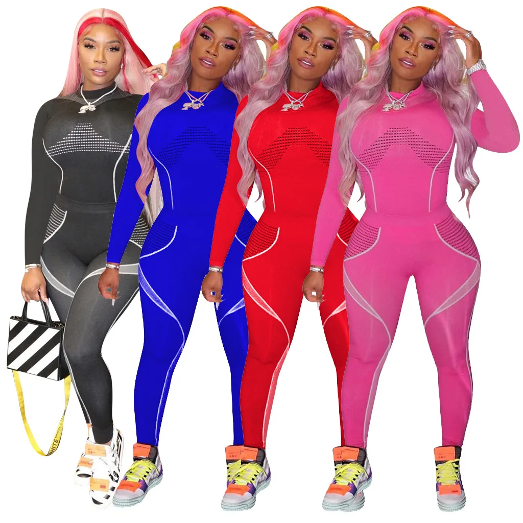 

Women Long Sleeve T-shirt Seamless Leggings Gym Fitness Clothes Push ups Training Yoga Pants Two Piece Set, Picture color