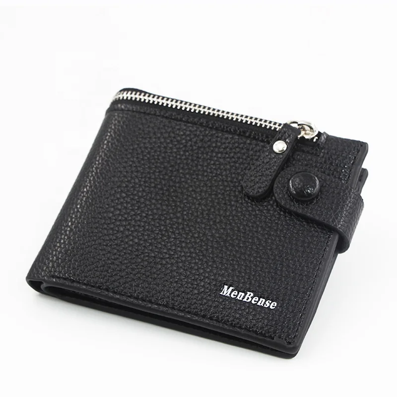 

Fashion Short Paragraph Zipper Wallet Simple Multi-card Position Coin Purse Bill Position Retro Pu Leather Men Wallet, 3 colors