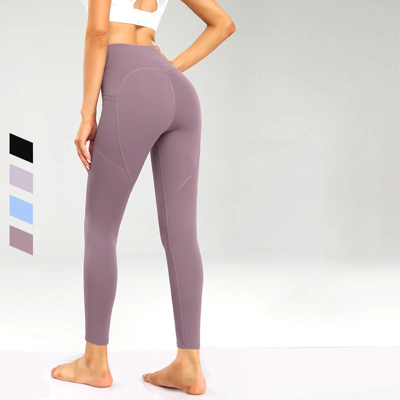 

Women sport gym hip lift seamless leggings yoga pants with breathable mesh pockets