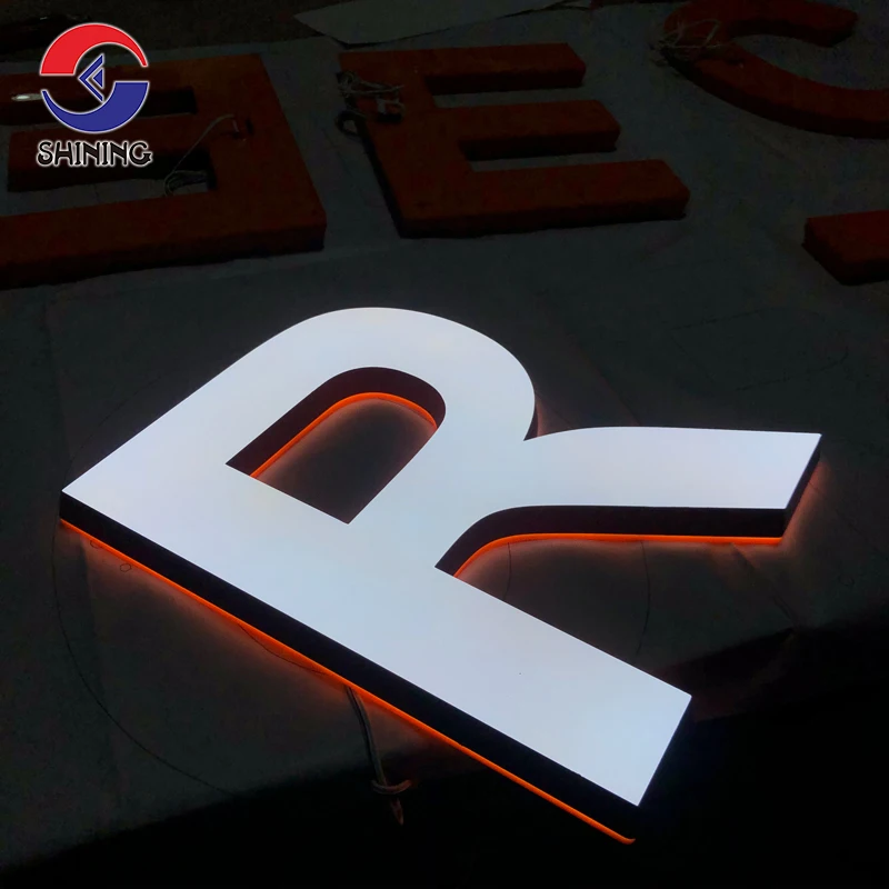 

Shining Professional Manufacturer 3D Acrylic Luminous Letters Orange Back Acrylic Led Illuminated Sign Led Outdoor Signage