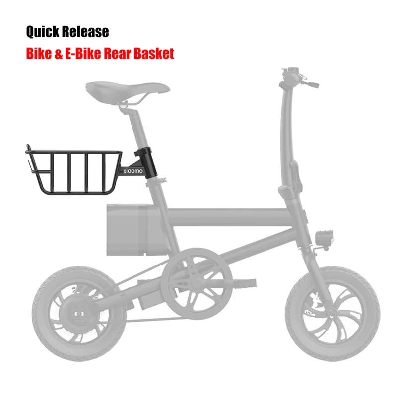 

quick release removable bike basket durable metal rear bicycle basket quick dismantling basket for electric bike bicycle, Black