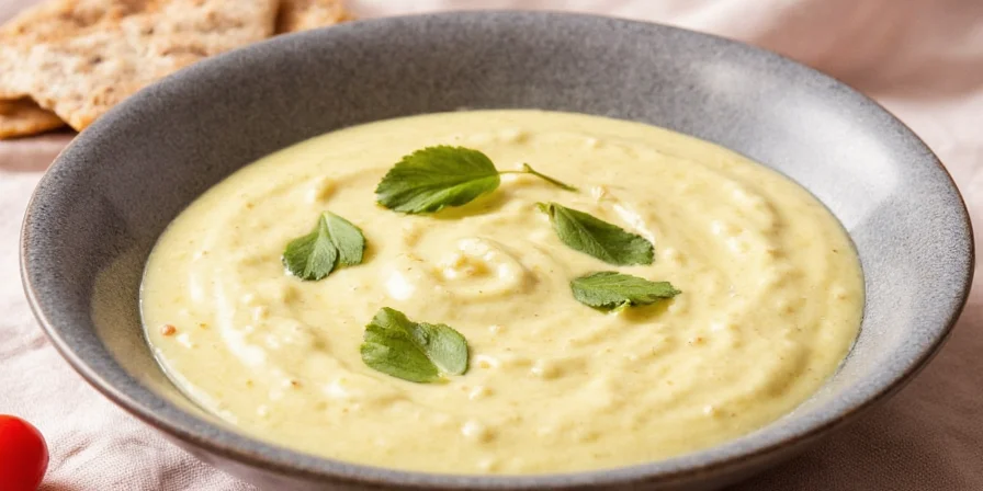 Tahini drizzled over various dishes