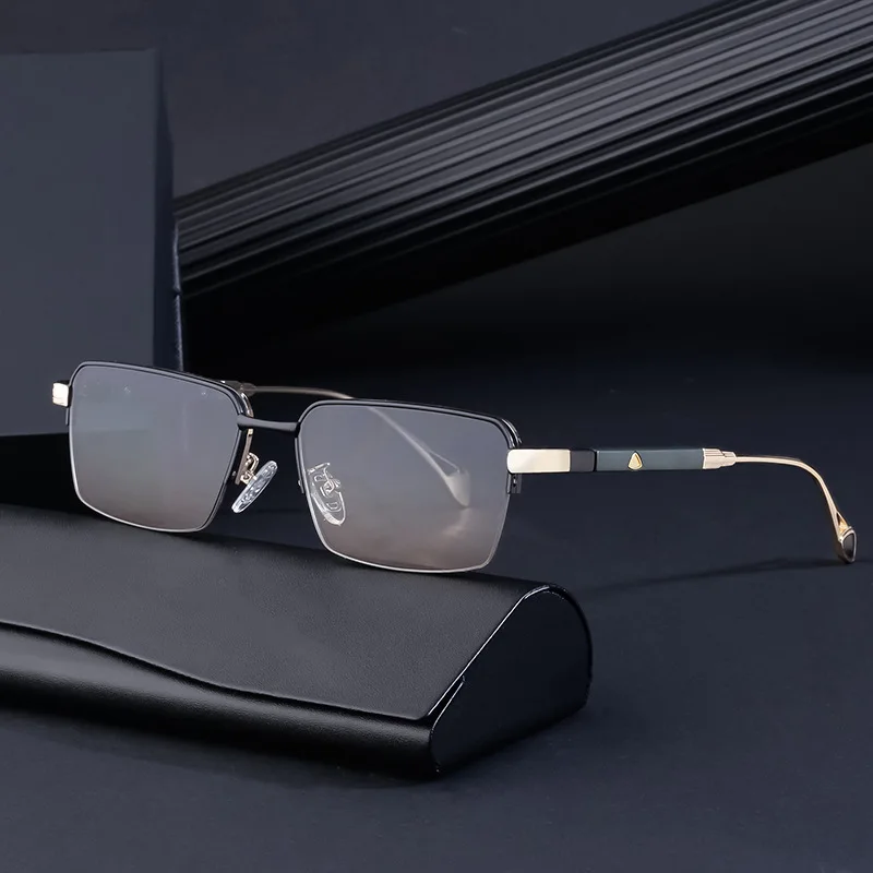 Retro square Frame Sunglasses 2025 New Half -frame Driving Sunglasses Male Shades
