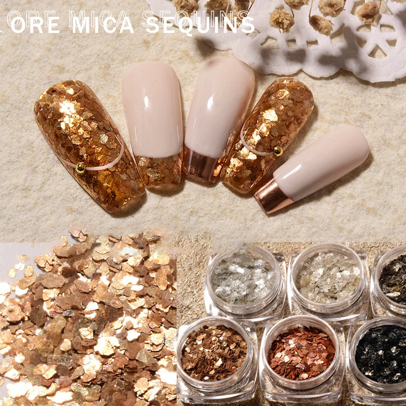 

Paso Sico Mine Vintage Metal Thin irregularity Mica Powder Sheet Nail Art Glitter For DIY Nail Art Designs Manicure