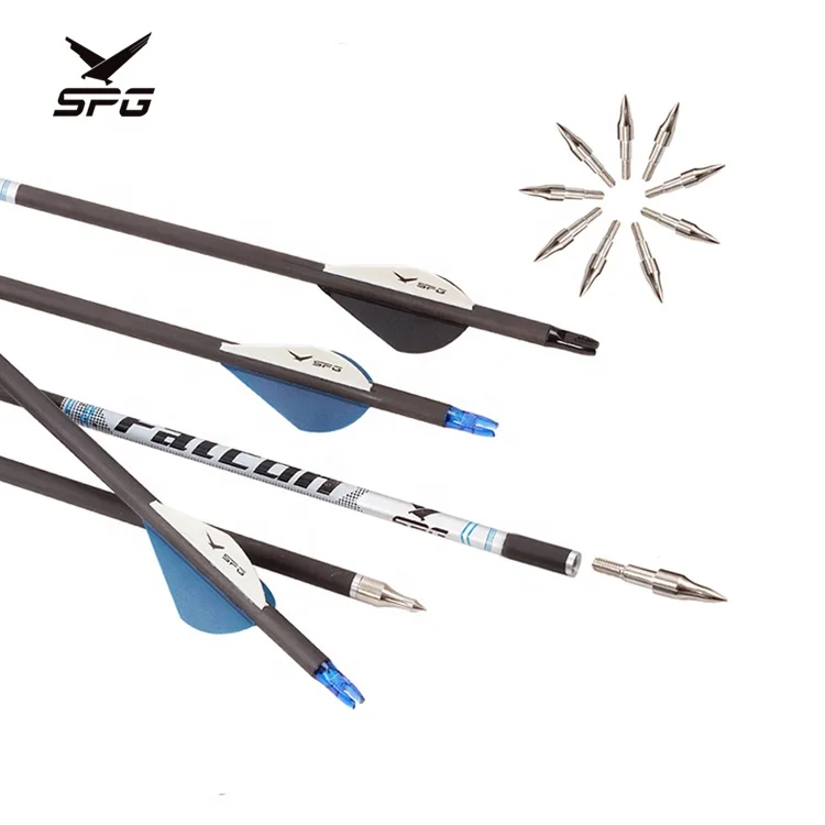 

SPG Archery Pure carbon Arrows Fiber Plastic Vanes Spine 300 400 Carbon Arrow For Compound Recurve Bow