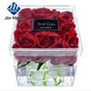 Wholesale High quality rectangle plexiglass rose display box clear square acrylic flowers display packaging boxes