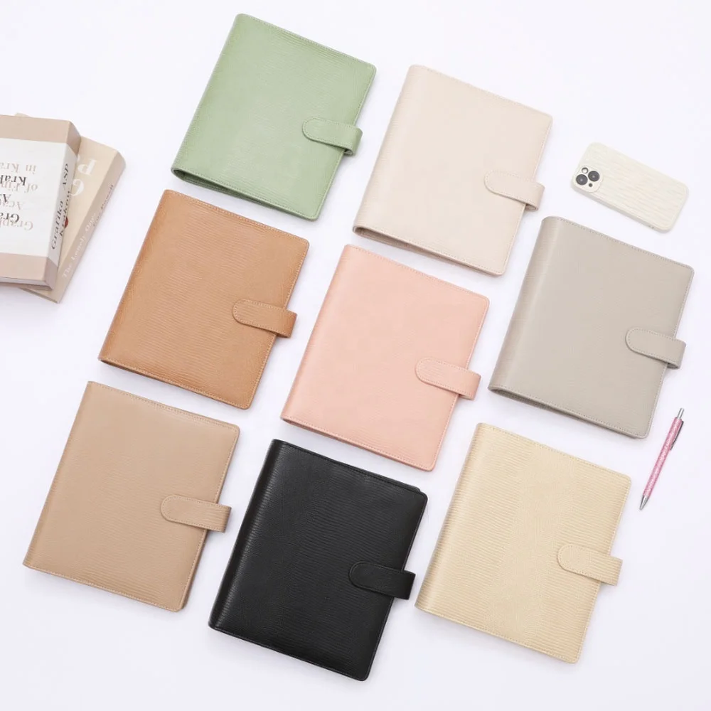 

Hongbo Best Selling Lizard Leather 6 Gold Ring Binder Personal Planner with Printing Inserts Available for Filing Needs