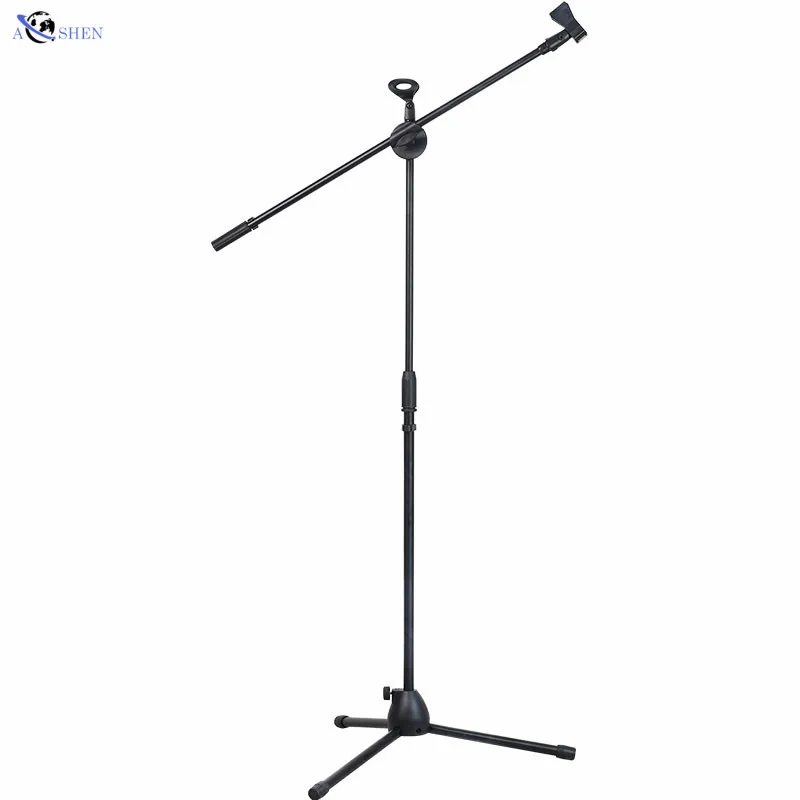 

L1 103 High Quality Floor Stand Microphone holder Supports Two Mic Clamp for livestream, Black