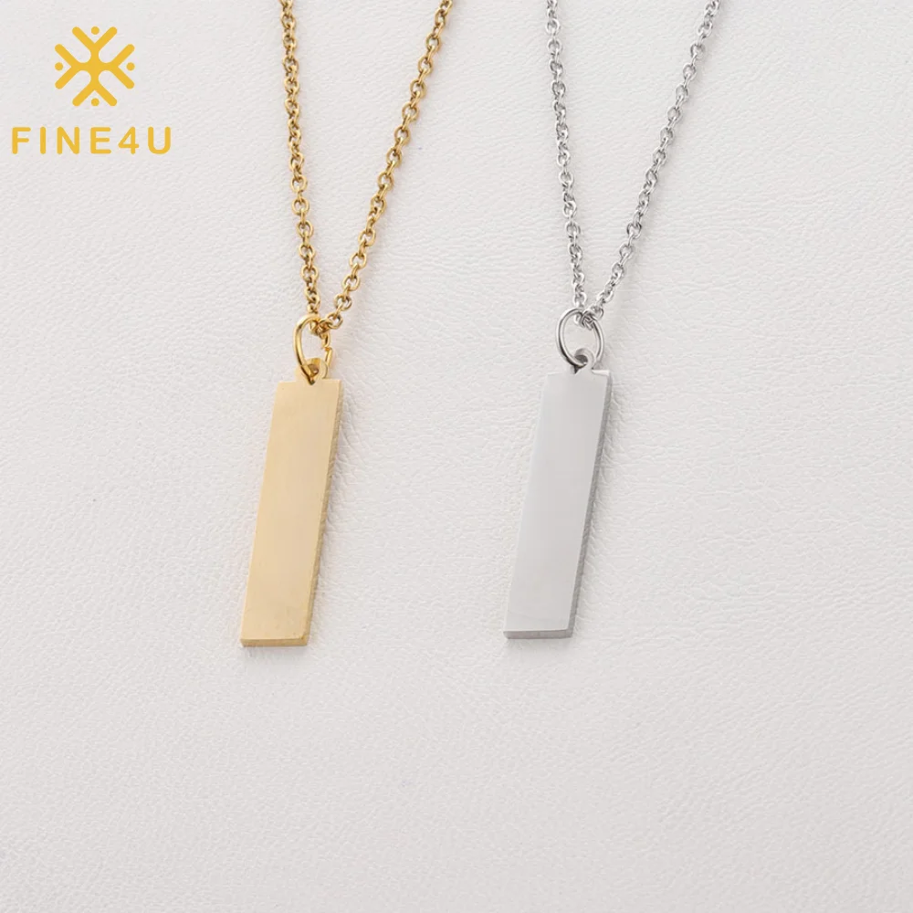 

Wholesale Custom Engraved Name Jewelry Gold Plated Blank Stainless Steel Bar Necklace