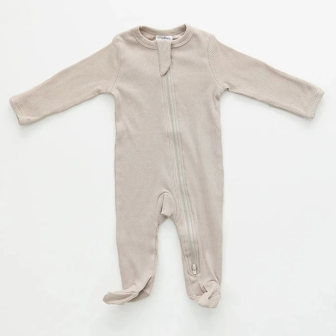 
Baby Fern Ribbed Footed Organic Cotton One-piece Zipper Romper 