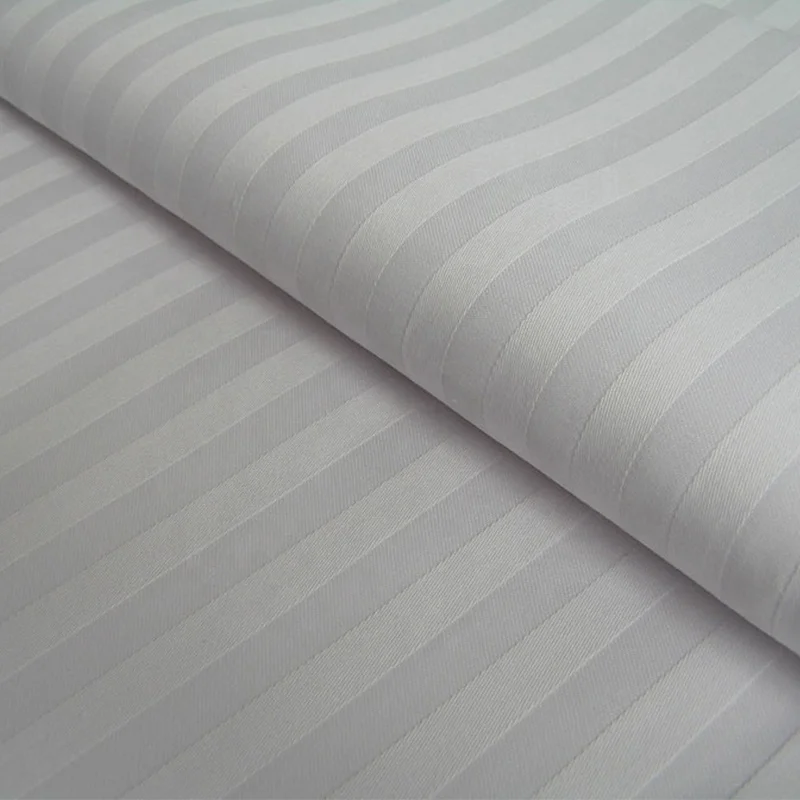 
100% cotton material blended cvc white sheeting fabric 1cm/1.5cm/3cm stripe 100/110inch 
