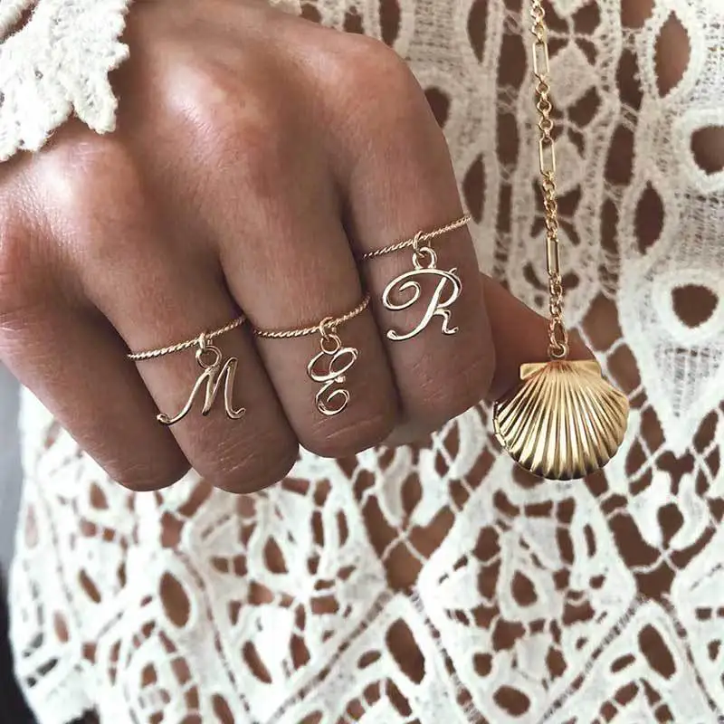 

R-119 New Musical Note Letter Ring Fashion Gold-plated Ring For Woman, Multicolor as picture