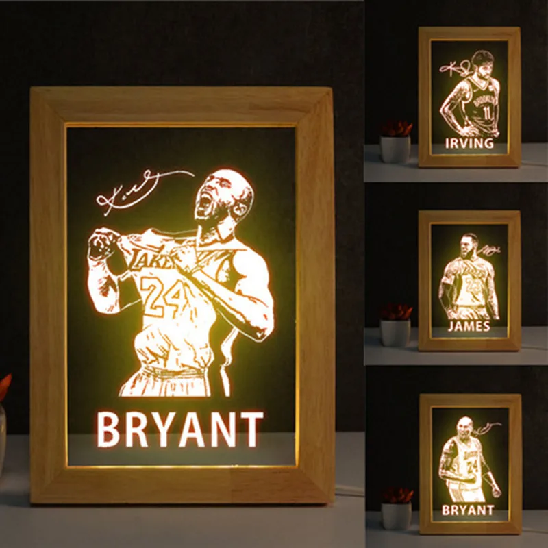 

Time Slow Boxes Frame Night Light Lamp Basketball LED Party Lamp Gift Remote Control Kobe Bryant James Curry Leonard Harden