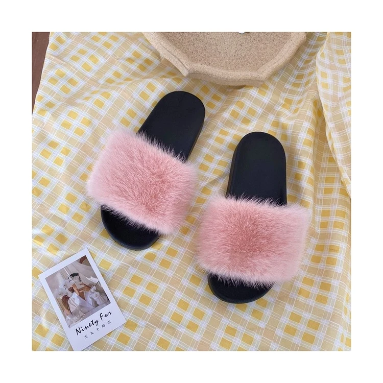 

Pretty Design Famous Brand Soft And Comfortable Breathable Mink Slippers
