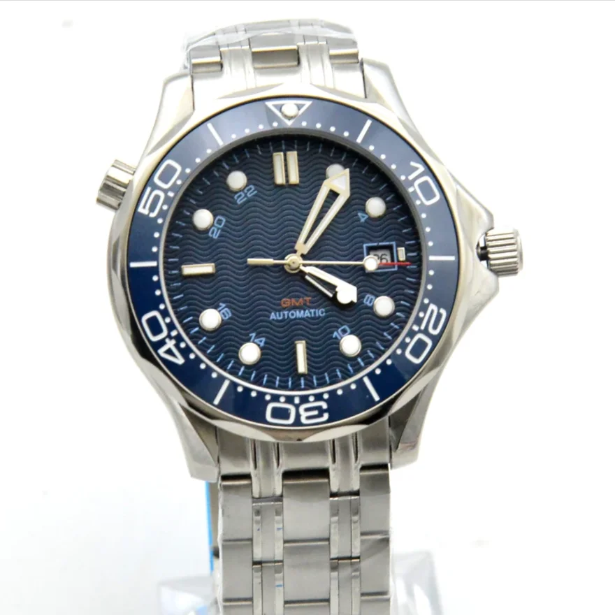 

Sterile Dial Automatic Mechanical Watch Steel Band Dark Blue Men's Business Watch