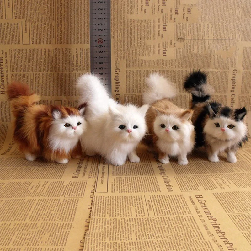 Factory Price Simulation Cat 12cm Plush Toys Artificial Pet Model Soft Stuffed Kitten Realist Animals Garden Home Decoration