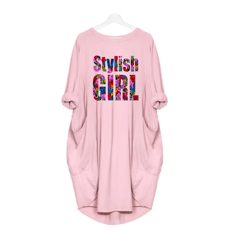 

Women Casual Loose with Pocket Ladies Fashion O Neck Female T Shirt Streetwear Plus Size 5XL vestidos summer dresses 2020