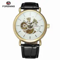 

Forsining 726 Men Automatic Mechanical Movement Wristwatch Leather Strap Cheap Watch Fashion Skeleton Watch
