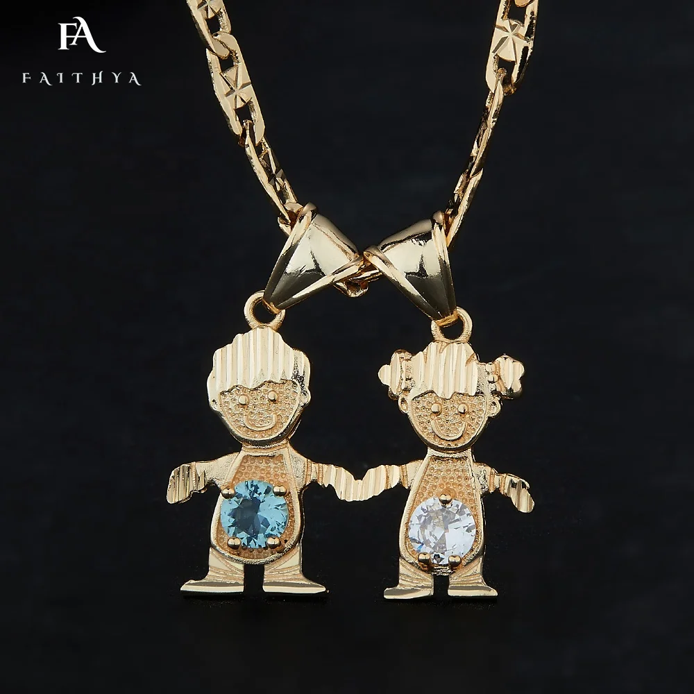 

Faithya High Quality 10K Gold Plated Brass Mothers Kids Birthstone Charms Girl Boy Charm Necklace Valentines Gifts For Kids