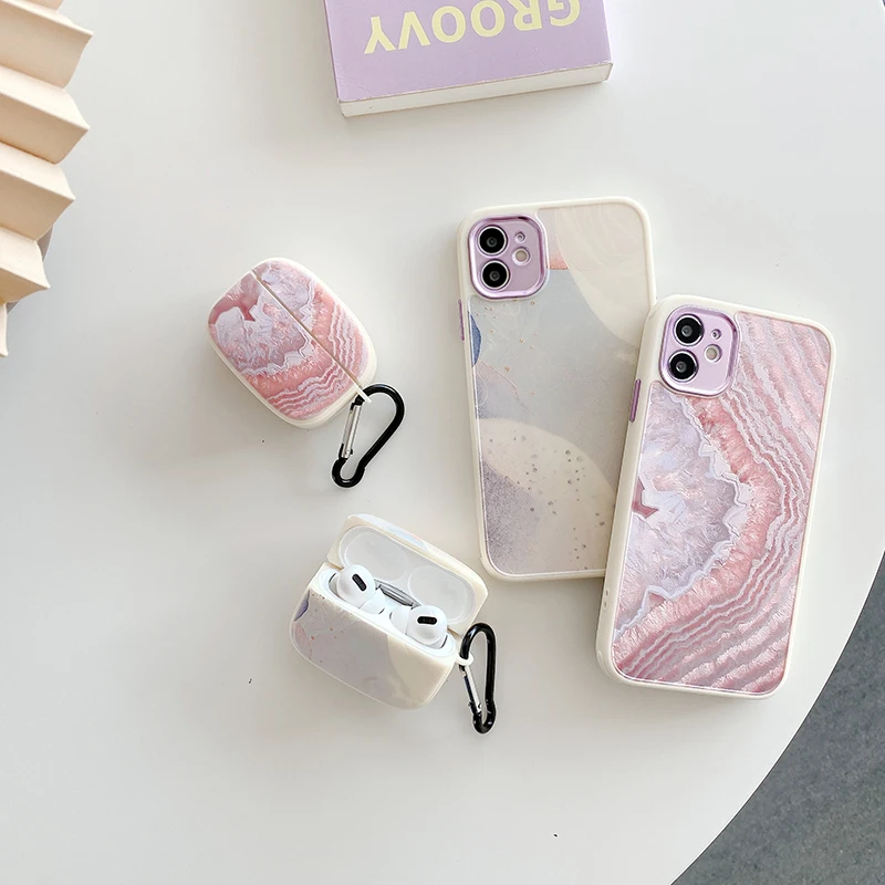 

Drop Shipping Art Marble Patterned Phone Case for iPhone and Protective Earphone Case for airpods pro case