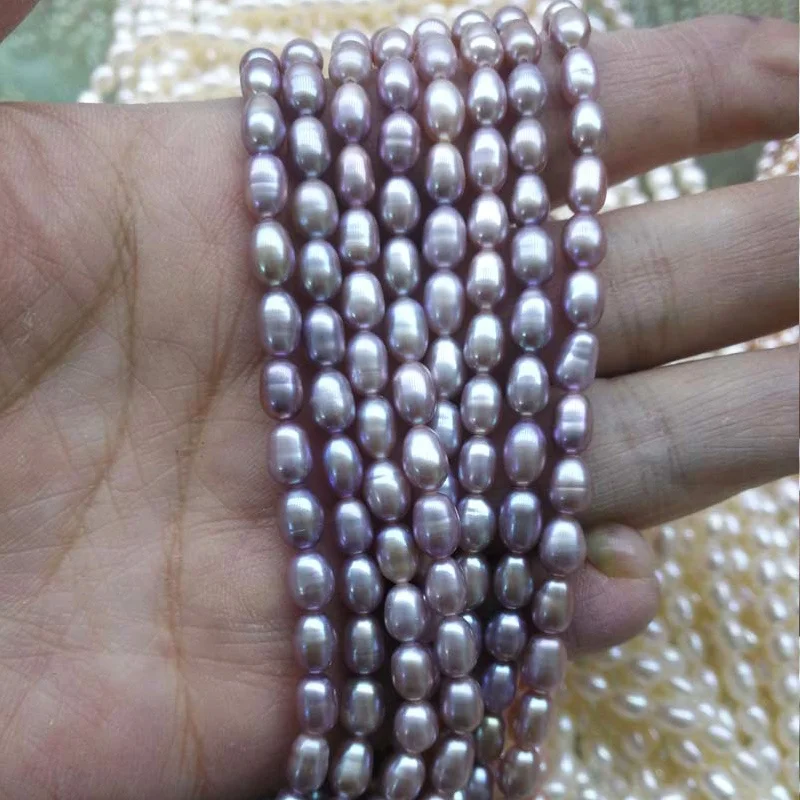 

White Rice Pearl Real Natural Freshwater Cultured Drop Shape Loose Beads Strand 3-11mme For Necklace 16"