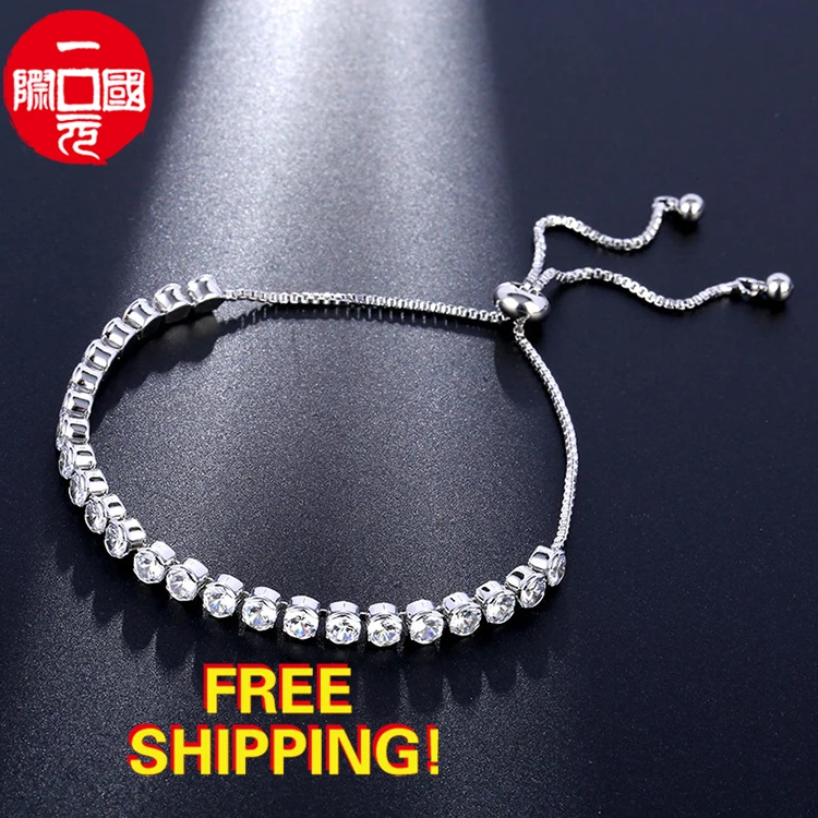 

Low MOQ 3mm adjustable bracelet exquisite round zircon pull-out handmade bracelet
