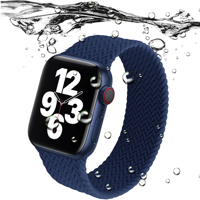 

Correas Apple Watch Silicone Armband 38mm 42mm Braided Solo Loop Smart Sport Smart Elastic Strap Watchbands Watch Bands, Black, red, blue, green, gray, wine red,white,yellow,customized