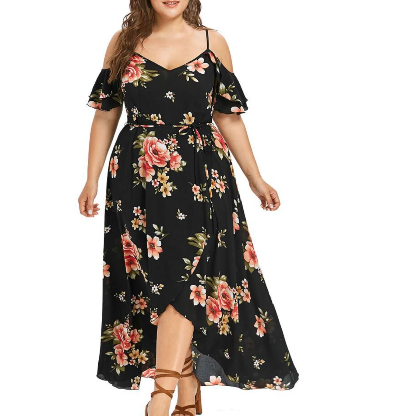 

European and American ladies plus size floral Printed fashion casual dress/ Long Maxi Dress Women Apparel Dress, Customized color