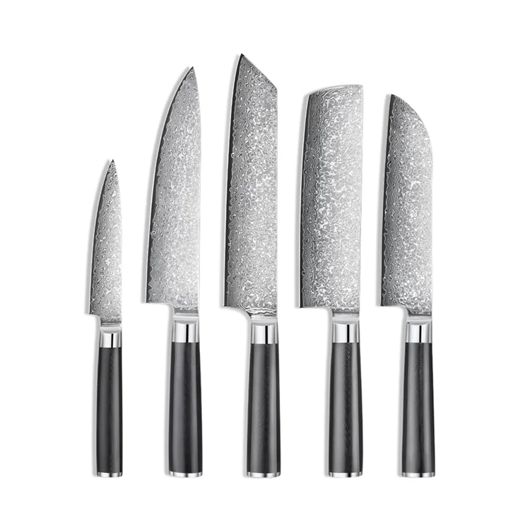 

Damascus stainless steel kitchen chef knives sets japanese 5pcs santoku knife set for meat and vegetables, Blue
