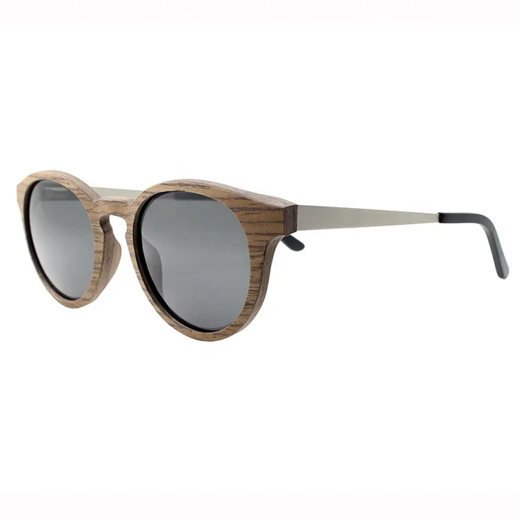 

Ready stock Japanese designer stylish round shape Ebony walnut wooden sunglasses Unisex