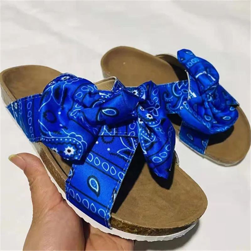 

Bow knot platform slippers, large size women's shoes, non-slip comfortable women's slippers, Black red blue