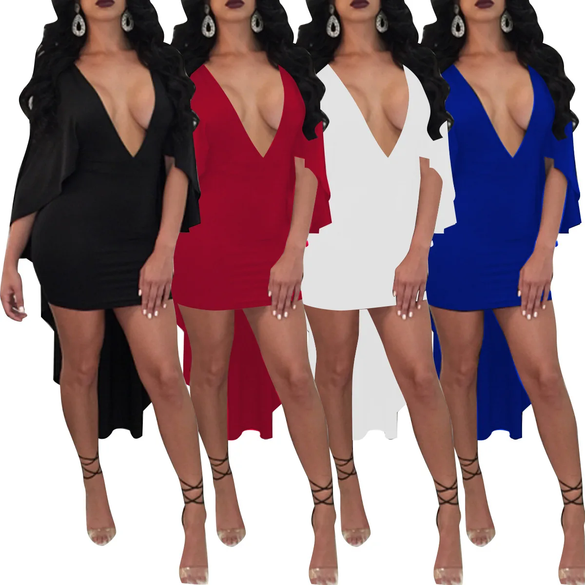 

2021 New style V-neck casual dress women short dresses women spring casual dresses