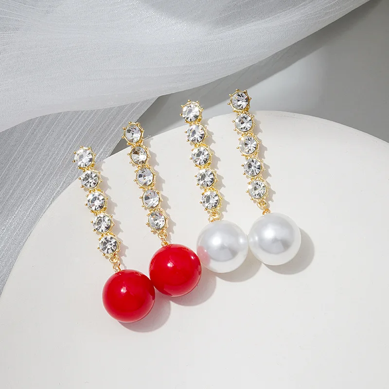 

fashion trendy crystal dangle pear drop earrings red