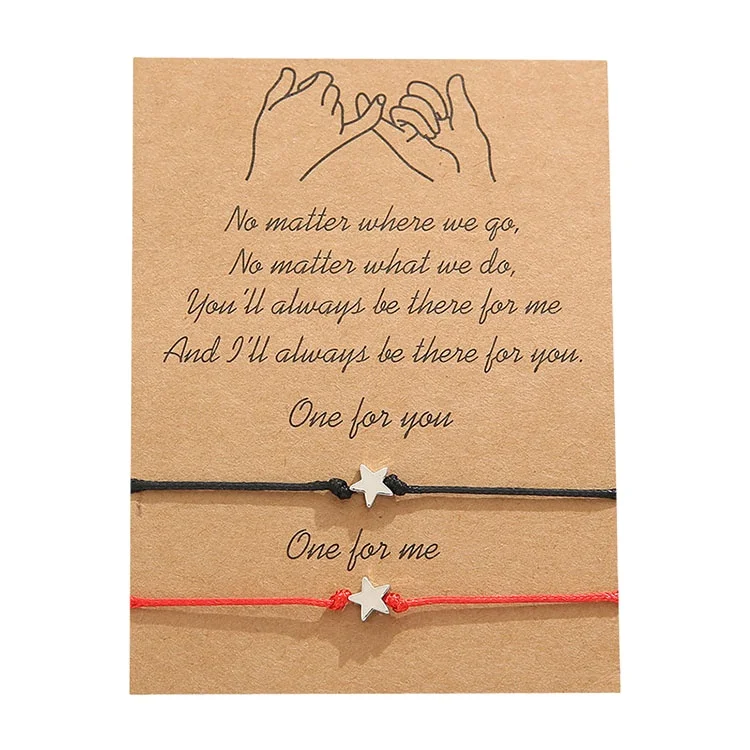 

new fashion friendship card creative adjustable string star alloy pinky promise card couple bracelet bangle, As the pictures