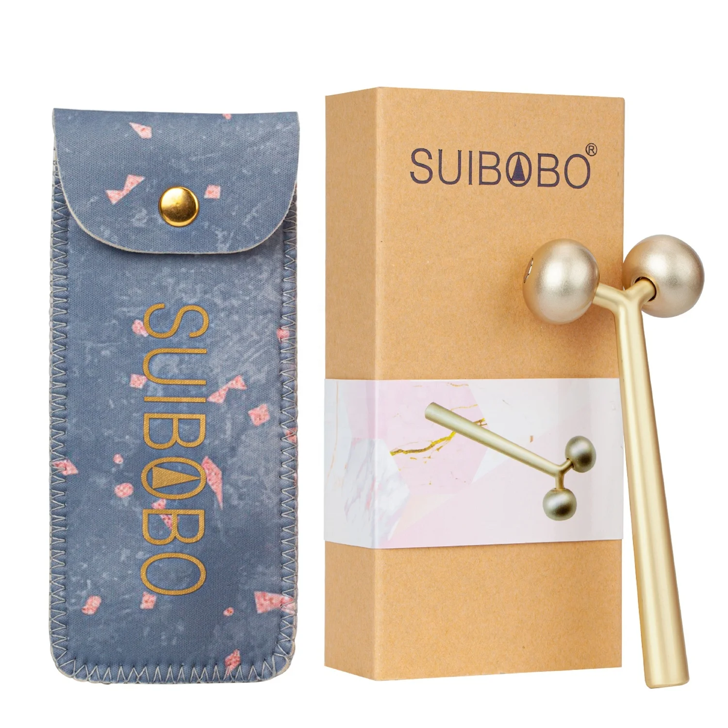 
SUIBOBO face massager gold Roller For Face Cold Eye Roller Vibrating Jade facial Massage Tool 