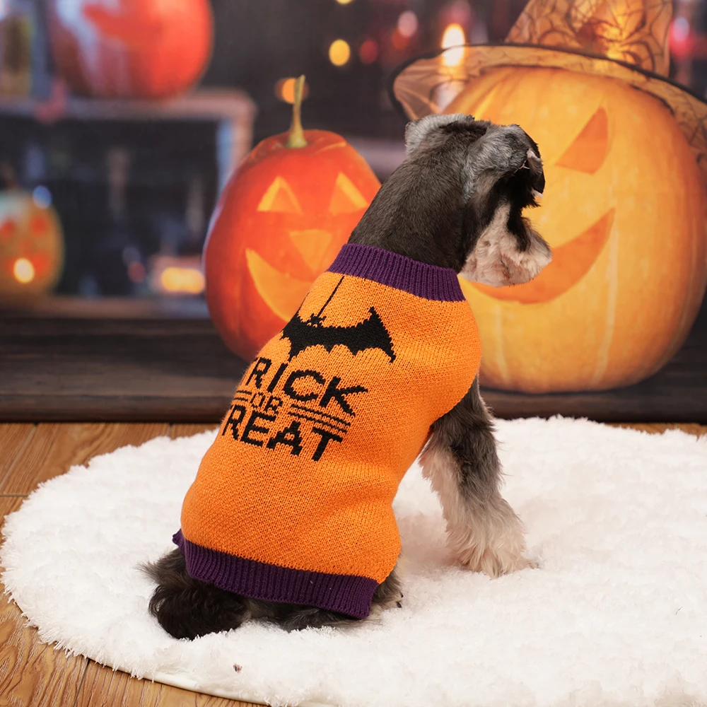 

Wholesale halloween pet clothes shining color Cute Dog Puppy Pet Clothes halloween design acrylic sweater, Picture