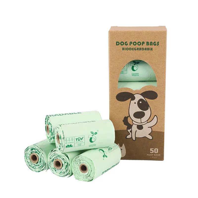 

5 Rolls Biodegradable Vest Dog Poop Waste Pick Up Bag with Handles Doggy Waste Poo Bags with Leak-Proof Security, Light green