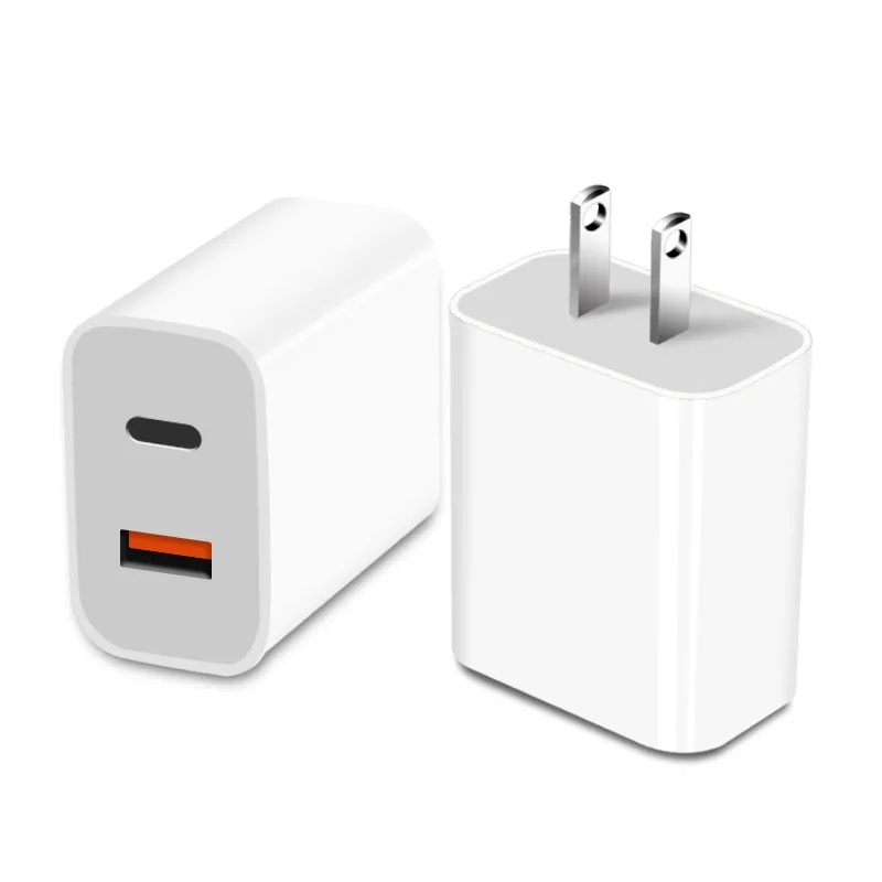 

New 2021 Us Eu Uk Dual Output Qc3.0 Pd 20w 18w Usb-c Wall For Fash Charger Cable Type c Iphone 12