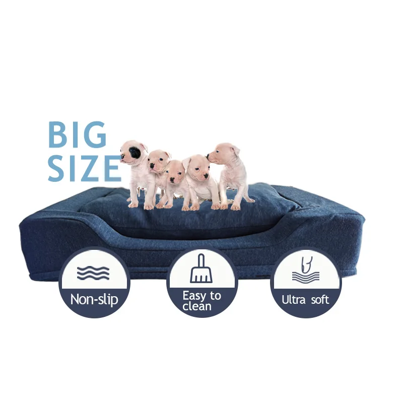

Blue XL soft memory foam removable inner super large comfortable non-slip bottom pet sofa bed