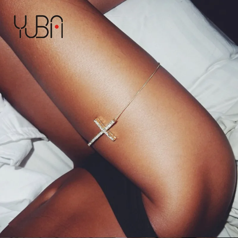 

Hesiod Rhinestone Cross Leg Chain Fashion Punk Sexy Popular Flash Body Chain