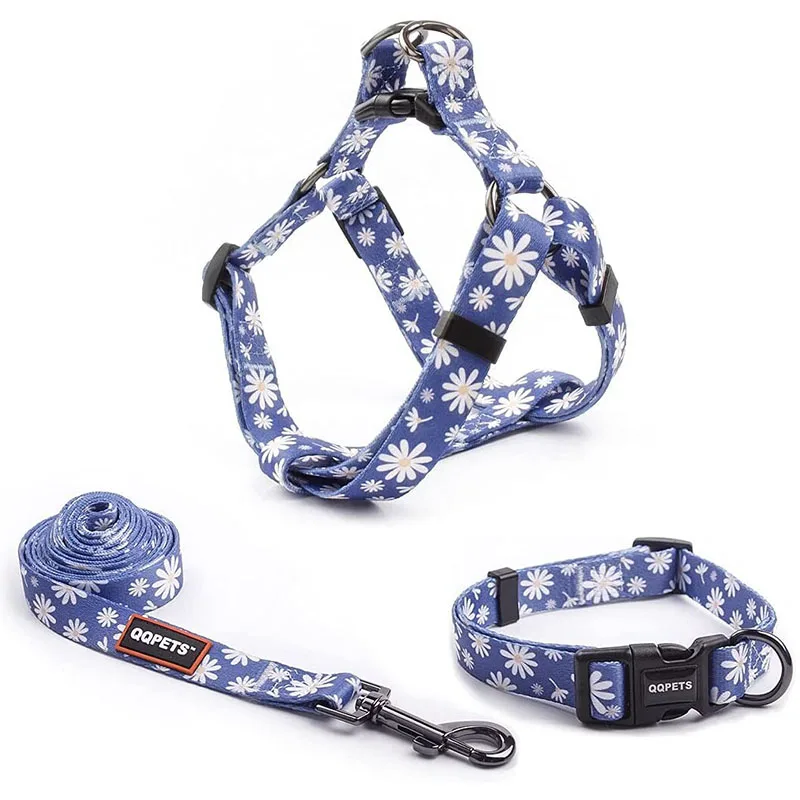 

Pet accessories factory wholesale dog leash collar harness print logo