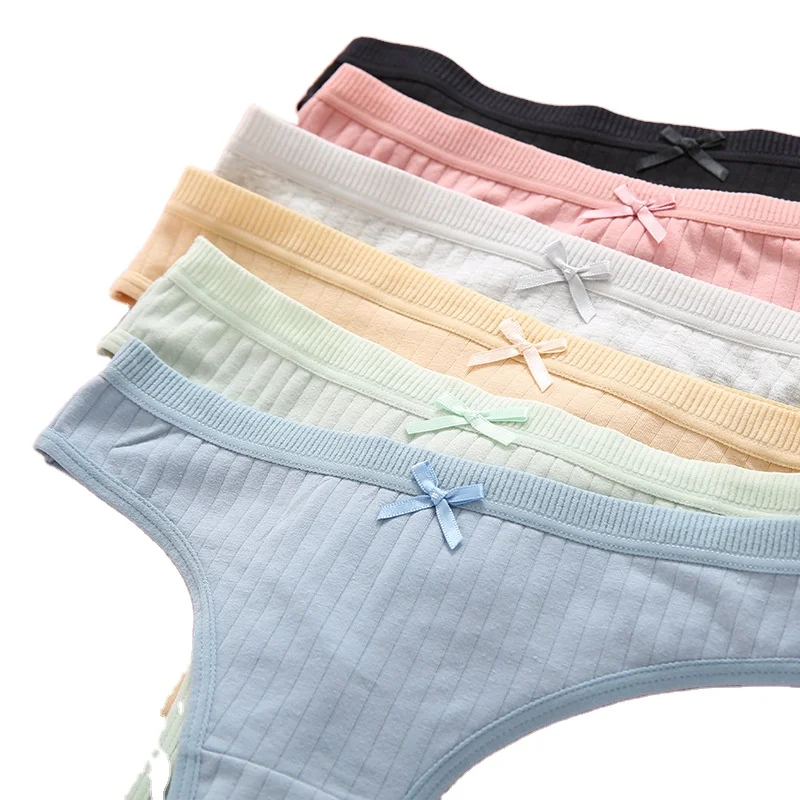 

Women's Panties Sexy Seamless G-String Thong 100% Cotton Underwear 3pcs Low-Rise Stripped Lingerie 100% CottonWomen's Briefs, Customized color
