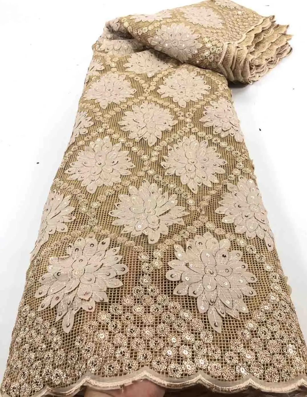 

2021 cutwork guipure design african sequins net lace embroidery flower french lace fabric material for dress