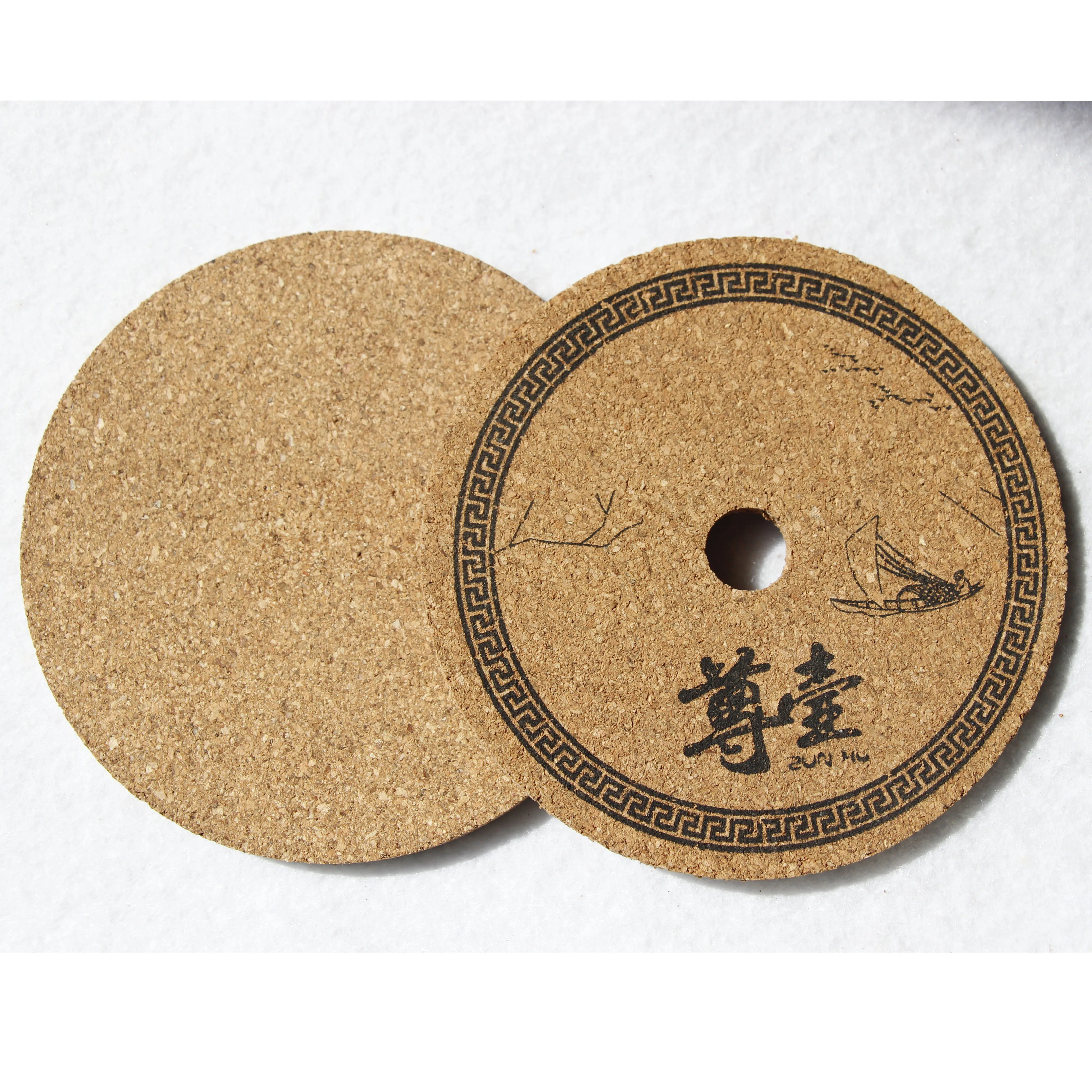 

Direct Manufacturer 10 Cm Tourist Souvenir Square Coaster Cup Mat With Round Ring Wood Beer Bar Promotional Cork Coasters Set, Cmyk or custom