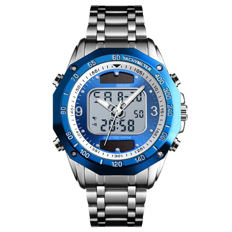 

2021 Hot Sale Solar Powered Stainless Steel Band Radio-Controlled Watch Men Military Digital Wristwatch