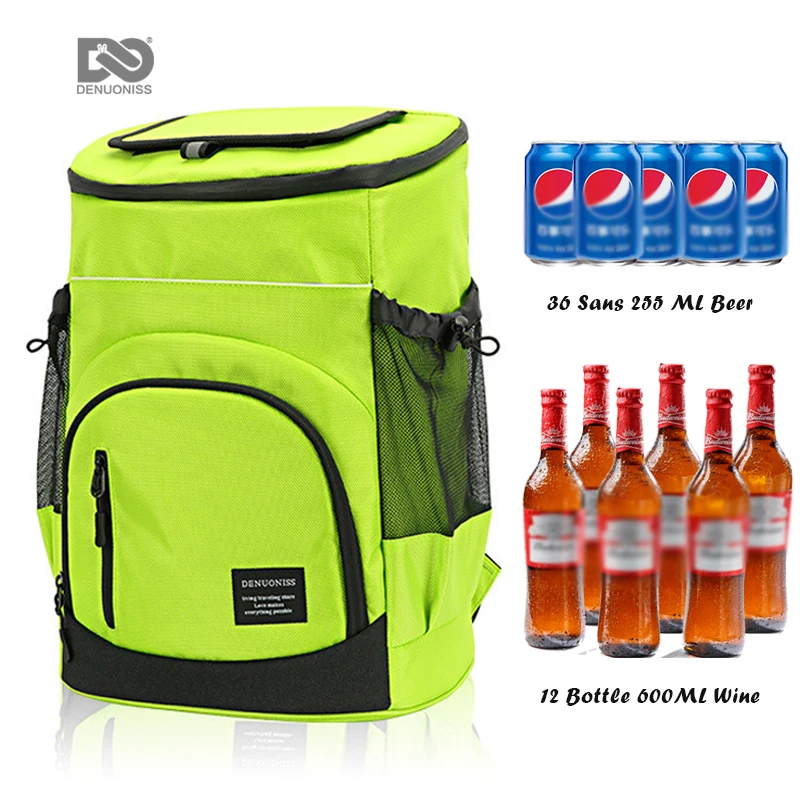 

China factory wholesale 36 cans beer cooler backpack Insulated thermal large cooler bag travel picnic beach ice cooler bags, Blue, yellow, green, black