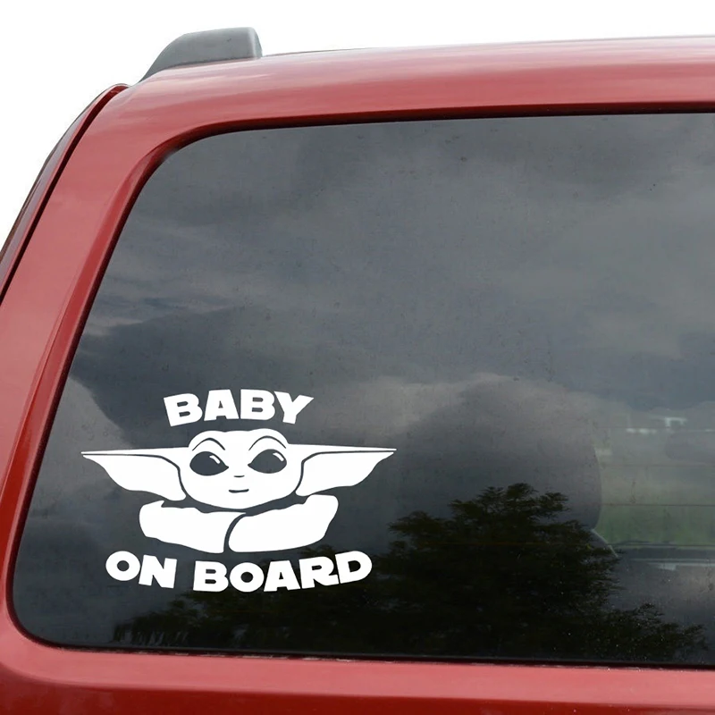 

14*9cm Baby Yoda on Board stickers Funny Window Vinyl Decal STICKER For Car bumper laptop wall mirror refrigerator home door, 12 colors
